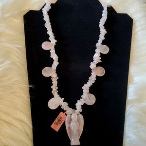 Elegant Rose Quartz Necklace,  With Angel Pendant
